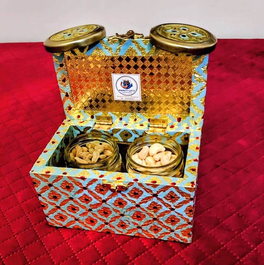 Silver jewelled dry fruit thali